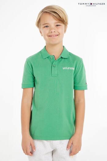 Tommy Hilfiger Boys Green Hilfiger Arched Polo Shirt (907754) | £33 - £40