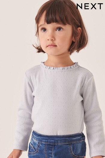 Blue Brushed Pointelle Top (3mths-7yrs) (907946) | £6 - £8