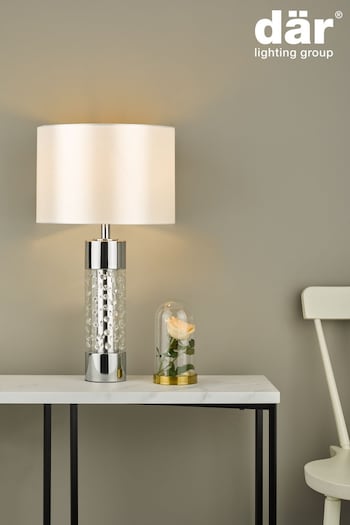 Dar Lighting Silver Yalena Large Table Lamp (907992) | £79