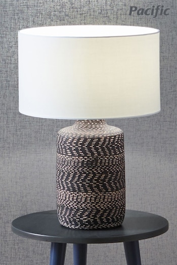 Pacific Black Atouk Textured Stoneware Table Lamp (908067) | £130