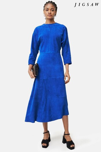 Jigsaw Blue Suede Asymmetric Dress (908266) | £450