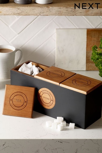 Black Bronx Wooden Tea, Coffee and Sugar Canister (908446) | £28
