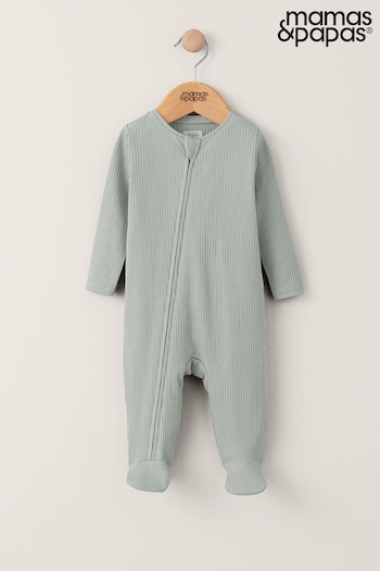 Mamas & Papas Green Organic baby zip Sleepsuit (909070) | £16