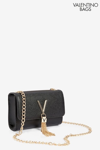 Valentino Bags Black Divina Chain Cross-Body Tassel Bag (909144) | £75