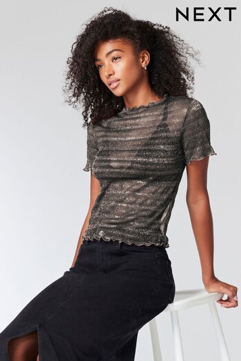 Silver Sparkle Short Sleeve Party Top (909261) | £20