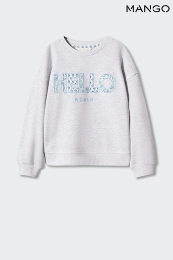 Mango Grey Floral Embroidered Sweatshirt (909312) | £20