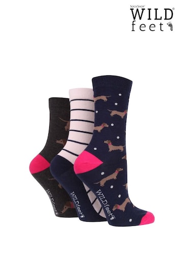 Wild Feet Black Sausage Dog Socks (909343) | £14