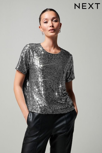 Silver Sequin T-Shirt (909469) | £25