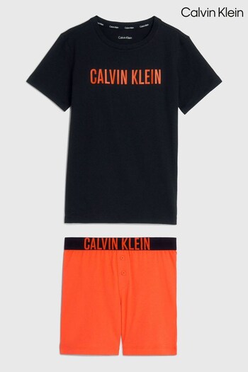 Calvin leather Klein Boys Orange Intense Power Knit Short Set (909491) | £50