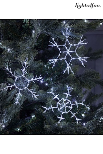 Lights4fun White Snowflake Christmas Battery Operated Light Trio (909523) | £26