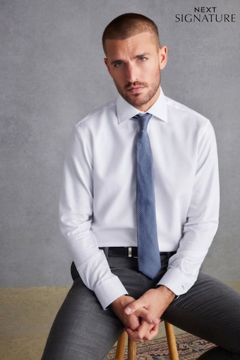 White Slim Fit Single Cuff Signature Shirt And Tie Pack (909644) | £50