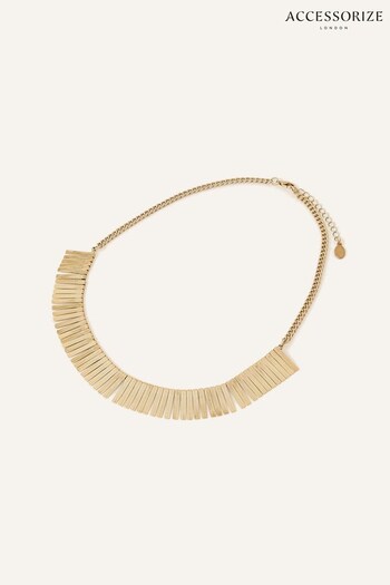 Accessorize Gold Tone Brushed Metal Fan Necklace (910008) | £16