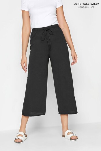 Long Tall Sally Black Crepe Tie Cropped Trousers (910134) | £27 - £28