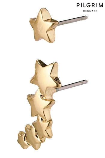PILGRIM Gold Recycled Ava Crawler Star Earrings (910149) | £14