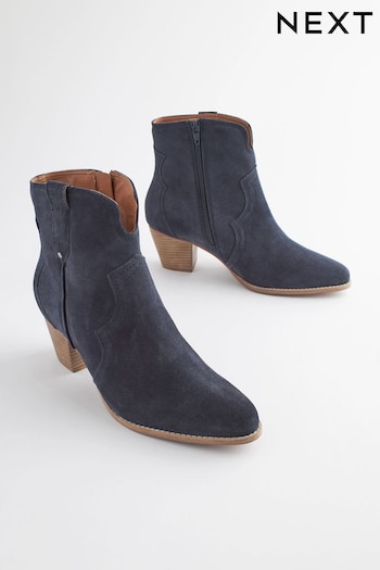 Navy Blue Regular/Wide Fit Forever Comfort® Leather Cowboy/Western ACBC Boots (910444) | £59