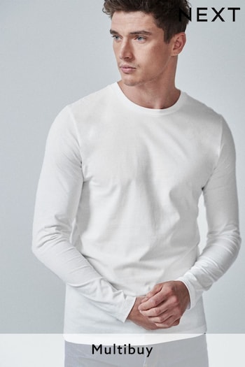 White Slim Long Sleeve Crew Neck T-Shirt (910869) | £10.50