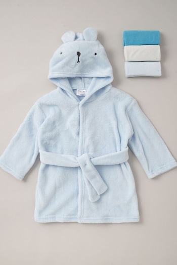 Little Gent Hooded Robe Set with Muslin Cloth 3 Packs (910875) | £24