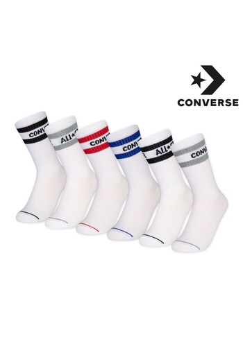 Converse White Kids Crew Socks 6 Pack (910897) | £18