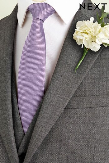 Lilac Purple Slim Textured Silk Wedding Tie (911198) | £18