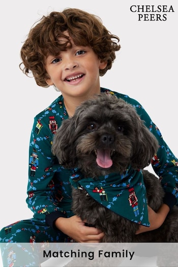 Chelsea Peers Green Kids Recycled Fibre Nutcracker Print Long Pyjama Set (911378) | £28