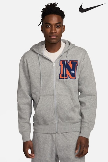 Nike Dark Grey Club Fleece Full Zip Pullover Hoodie (911452) | £80