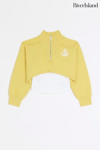 River Island Yellow Girls Funnel Neck 2 in 1 Sweat Top (911541) | £20 - £26