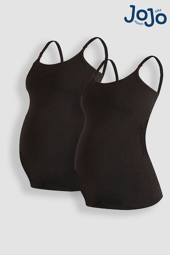 JoJo Maman Bébé Black & Black 2-Pack Maternity & Nursing Vest Tops (911580) | £27