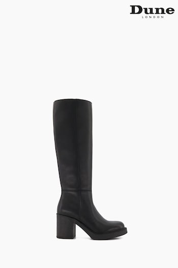 Dune London Tinaz Bump Toe Chelsea Knee-High Black pens Boots (911707) | £200