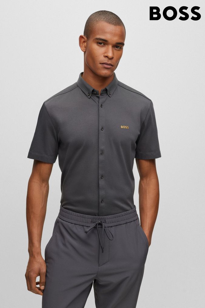 Hugo boss slim fit short sleeve shirt deals