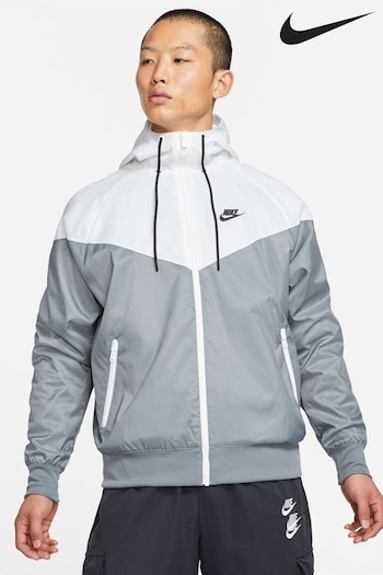 Nike dentro White gray Sportswear Windrunner Hooded Jacket (911906) | £120