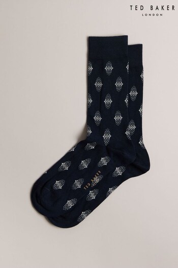 Ted Baker Blue Drenchd Geometric Pattern Socks (912107) | £10