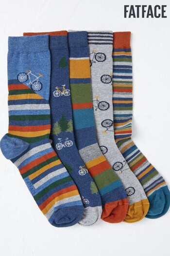 FatFace Blue Bike Socks 5 Pack (912144) | £20