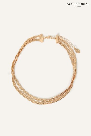 Accessorize Gold Tone Plaited Layered Chain Necklace (912455) | £14