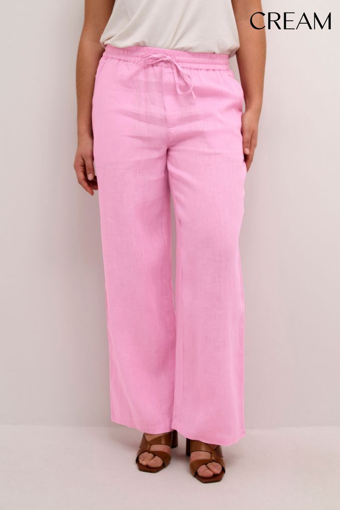 Buy Women s Pink Linen Trousers Online Next UK