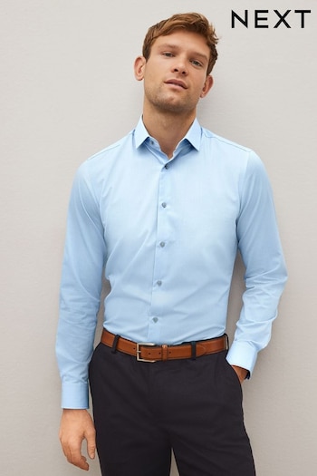 Blue Regular Fit Double Cuff Easy Care Textured Shirt (912494) | £26