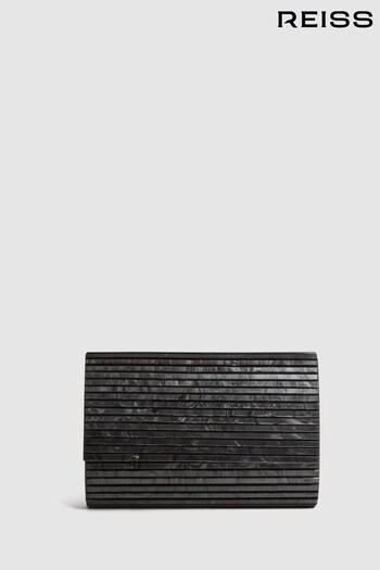 Reiss Black Dulcie Pearl Effect Clutch Bag (912507) | £98