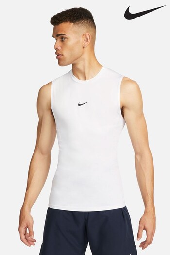 Nike men White Pro Dri-FIT Tight Sleeveless Top (912669) | £33