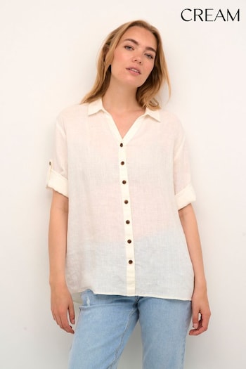 Cream Bellis Collared Short Sleeves White Shirt (912751) | £90