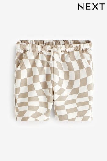 Stone Checkerboard Jersey Printed Shorts (3mths-7yrs) (913186) | £5 - £7