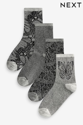 Mono Butterfly Pattern Ankle Socks 4 Pack (913229) | £10