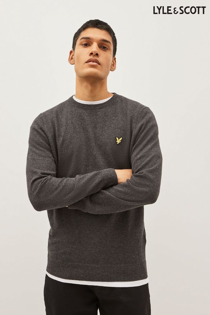 Buy Men s Lyle Scott Grey Jumpers Knitwear Online Next UK