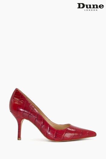Dune London Red Bold Mid Heel Point Court Shoes (913265) | £90