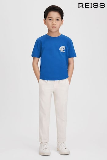 Reiss Lapis Blue Jude Senior Cotton Crew Neck T-Shirt (913276) | £18