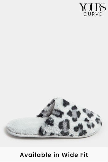 Yours Curve Grey Wide Fit Fluffy Mules Slippers (913324) | £19