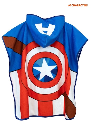 Character Blue Captain America License Kids Printed Swim & Beach Towel Poncho (913354) | £12