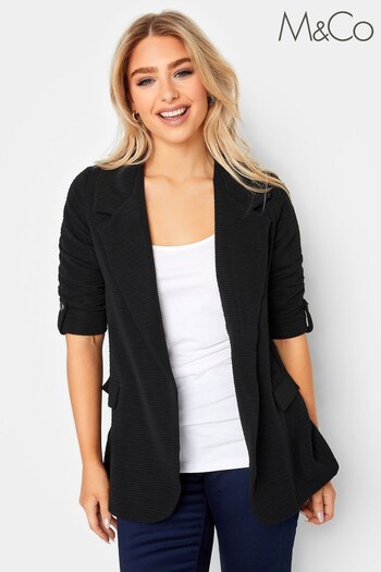 M&Co Black Textured Blazer Jacket (913521) | £29