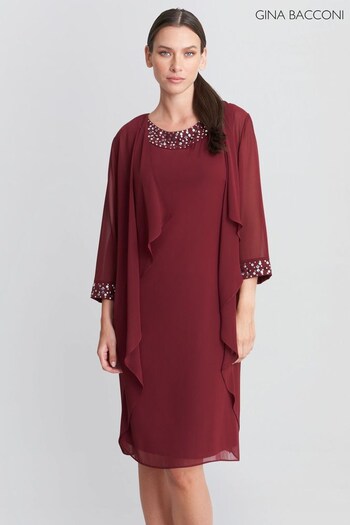 Joseline Short Chiffon Jacket Dress With Beaded Neckline (913627) | £195