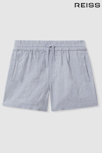 Reiss Soft Blue Acen Linen Drawstring Shorts (913750) | £32