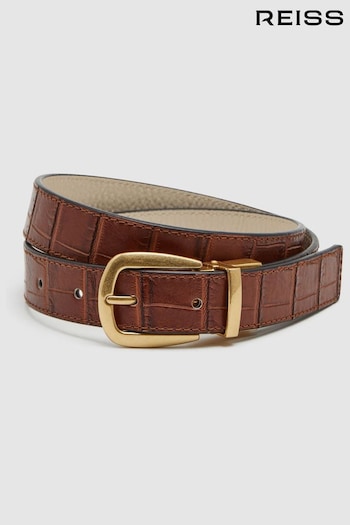 Reiss White/Tan Madison Reversible Leather Belt (913768) | £78