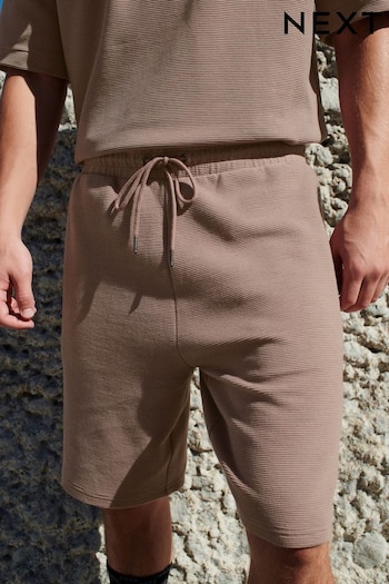 Dark Stone Textured Zip Pocket Jersey Shorts (913834) | £24
